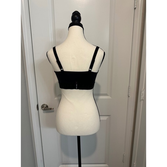 Adam Selman Sport Black Bra Top Medium Logo Band‎ Minimal Athleisure Activewear - Picture 3 of 5